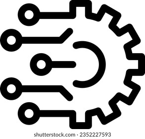 Line icon as concept of digital technology development