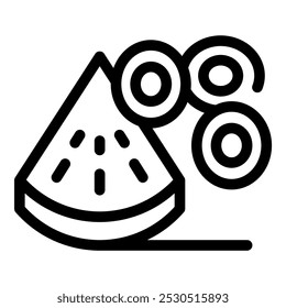 Line icon concept of watermelon slices generating money profit, perfect for your design needs