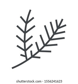 Line icon coniferous branch. Simple vector illustration with ability to change.