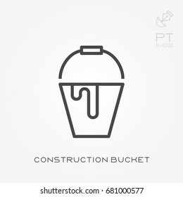 Line icon construction bucket
