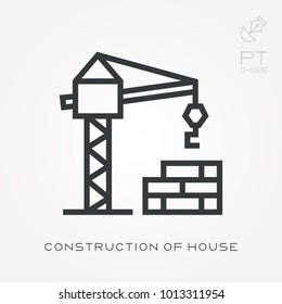 Line icon construction of house