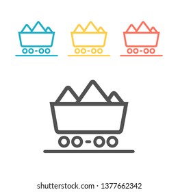 Line icon of a container platform for transportation of cargo by rail, vector illustration