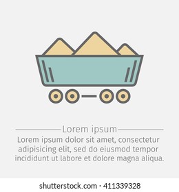 Line icon of a container platform for transportation of cargo by rail, vector illustration