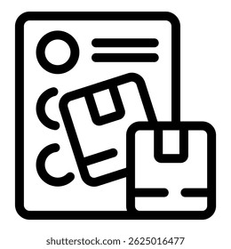 Line icon of a contract with boxes representing a delivery service agreement