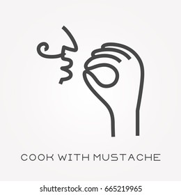 Line icon cook with mustache