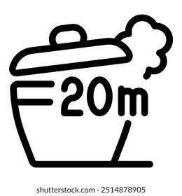 Line icon of a cooking pot with steam coming out of it, indicating a cooking time of 20 minutes