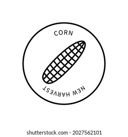 Line Icon Corn In A Simple Style. New Harvest. Vector sign in a simple style isolated on a white background.