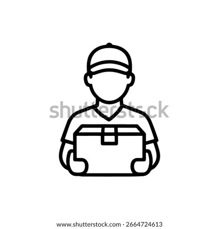 line icon courier with a box vector on white background
Vector line icon on white background