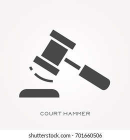 Line icon court hammer