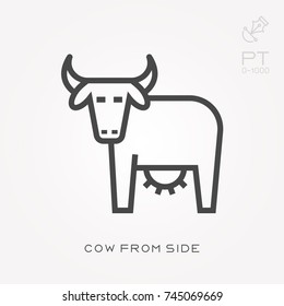Line icon cow from side
