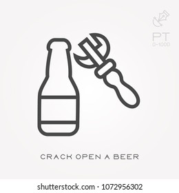 Line icon crack open a beer