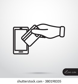Line icon- credit  card  mobile