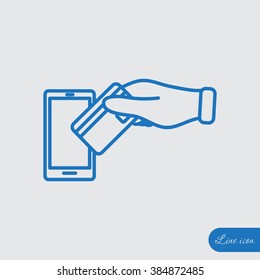 Line icon- credit  card  mobile
