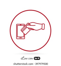 Line icon- credit  card  mobile