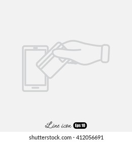 Line icon- credit  card  mobile