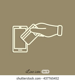 Line icon- credit  card  mobile