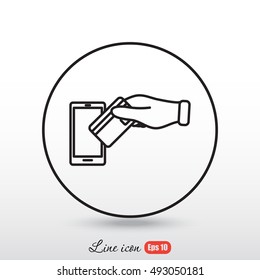 Line icon- credit  card  mobile