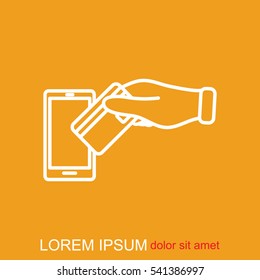 Line icon- credit  card  mobile