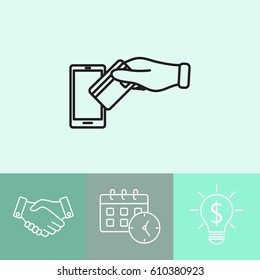 Line icon- credit  card  mobile