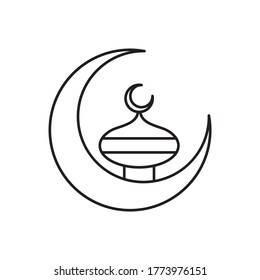 line icon crescent moon with dome design vector illustration