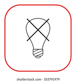 Line icon of crossed lightbulb 