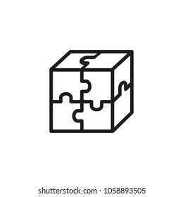 Line icon of cube puzzle. Plan, strategy, creativity. Solution concept. Can be used for topics like business, management, psychology