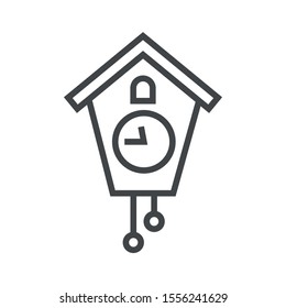Line icon cuckoo clock. Simple vector illustration with ability to change.