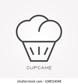 Line icon cupcake