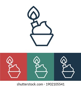 Line icon cupcake with candle
