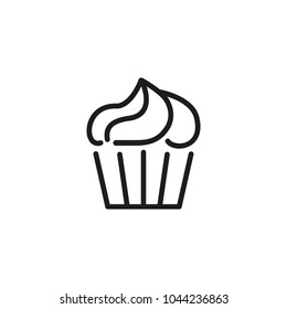 Line icon of cupcake with whipped cream. Dessert, fast food, bakery. Sweet food concept. Can be used for topics like food, unhealthy eating, gastronomy