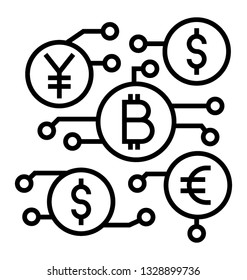 Line icon of currency flow.