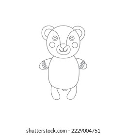 Line icon Cute bear vector isolated on white background. Silhouetteof Teddy outline drawing vector illustration. Teddy flat sketching design. Toy animal vector. Cute animal bear symbol 