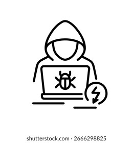 Vector de ataque cibernético de icono de línea sobre fondo blanco
Icono de línea de Vector sobre fondo blanco