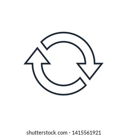 Line  icon of cyclic rotation, recycling recurrence, renewal.