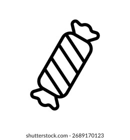 Icono de línea de un regalo cilíndrico envuelto con arcos en ambos lados. Ideal para Navidades que empaquetan imágenes, celebraciones navideñas y diseños festivos.