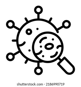 A line icon denoting search virus 