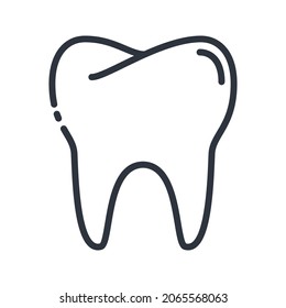 Line icon of a dental care. Tooth  symbol isolated on transparent background.