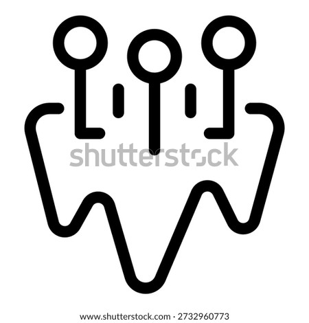 Line icon of dental implants, symbolizing modern dentistry and teeth restoration