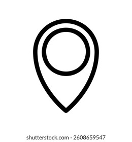 Line icon depicting a map pin marker used for indicating a geographic location or point of interest