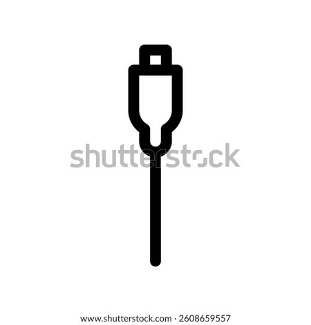 Line icon depicting a smaller type universal serial bus connector plug, like micro or mini