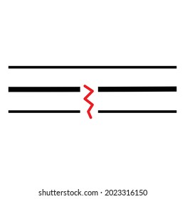 Zeilensymbol, das den Zustand der Beschädigung und der Trennung darstellt