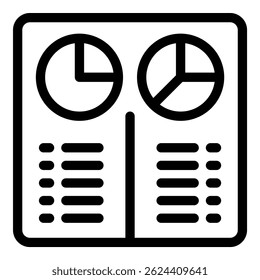 Line icon design of business report with pie charts and documents, depicting concept of business analysis