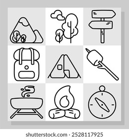 line icon design of camping sign design