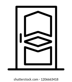 Line icon design of closed wooden door