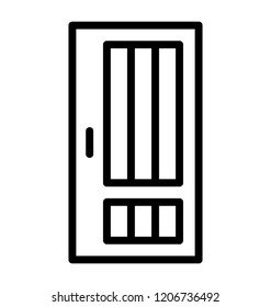 Line icon design of closed wooden door