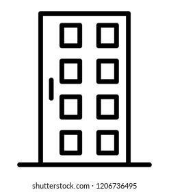 Line icon design of closed wooden door