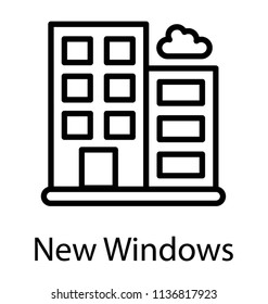 line icon design of a commercial building