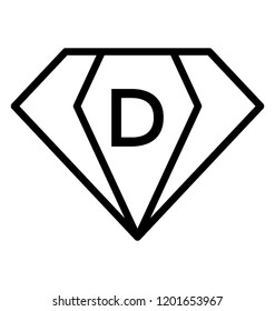 Line icon design of a diamond, symbolising premium quality 