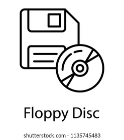 
line icon design of a floppy disk and compact disk
