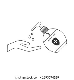 Line icon design, Hand sanitizer pump bottle, washing gel, alcohol gel, illustration, isolated on white background,editable stroke - Vector